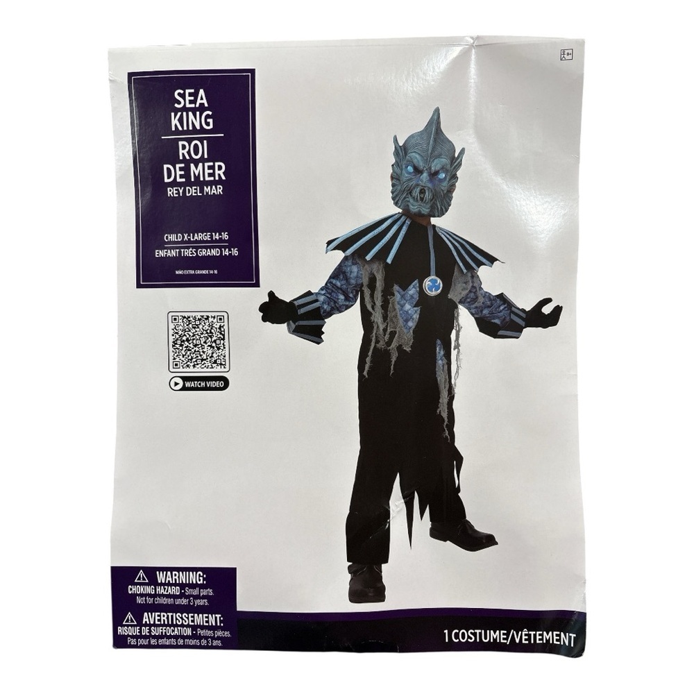 NWT Sea King Costume Ocean Creature Halloween Light Up Scary Child X-Large 14-16